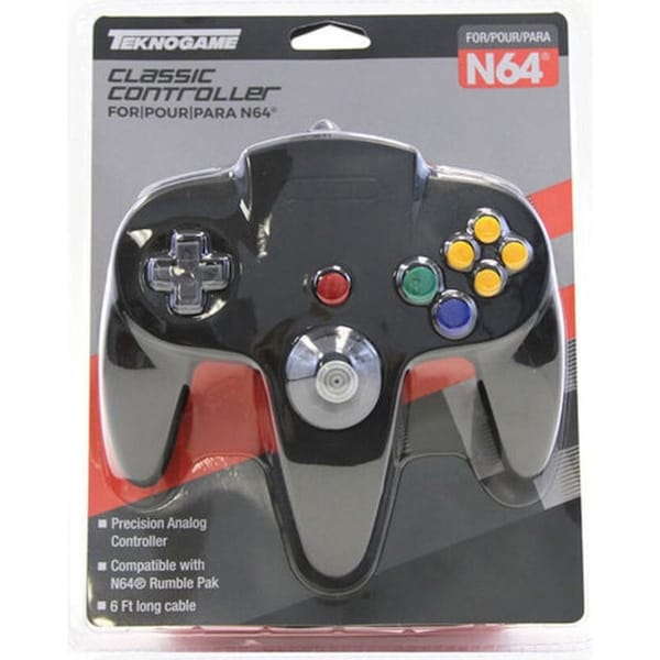 Teknogame Nintendo 64 Controller/Joystick Replica Video Game Play Accesories BLK