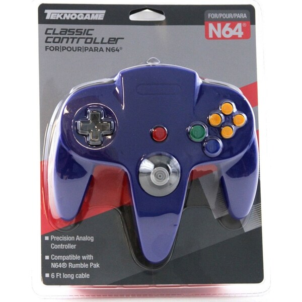 Teknogame Nintendo 64 Controller/Joystick Replica Video Game Play Accesories BLU