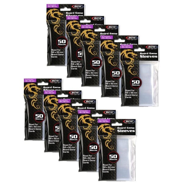 10x 50pc BCW Board Game PP Card Sleeves Standard European 59x92mm Protector CLR