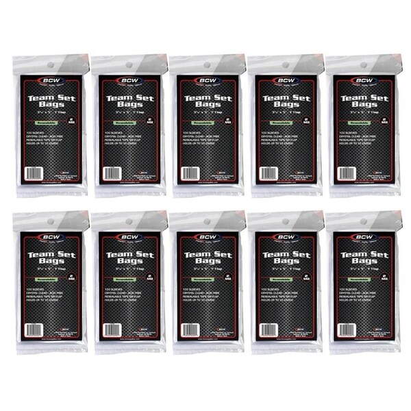 10x 100pc BCW Resealable Team Set Bags Acid Free Card Protector Sleeves Clear