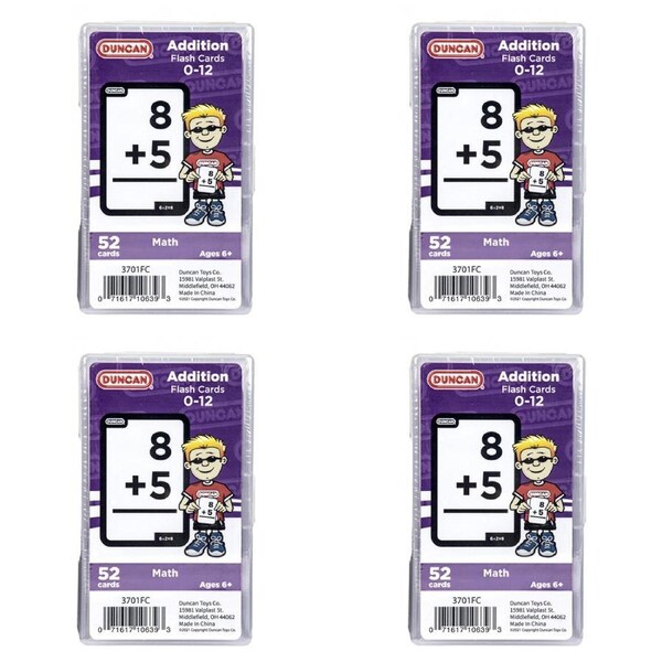 4x 52pc Duncan Math Flash Cards Addition Educational Teaching/Learning Aid 6y+