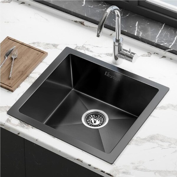 ALFORDSON Kitchen Sink 44x44cm Stainless Steel Basin Single Bowl Black