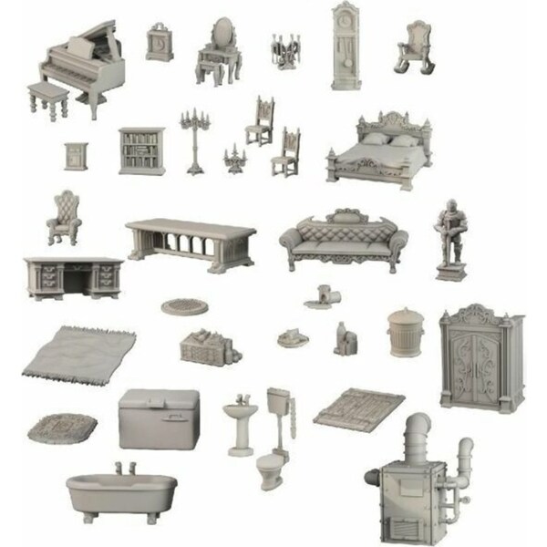 35pc Mantic Games Terrain Crate Gothic Manor/Castle/Dungeon Spooky Accessory Set