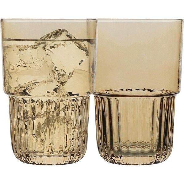 4pc Ecology Callisto HiBall Tumblers Drinking Glasses 410ml/12.5cm Brown