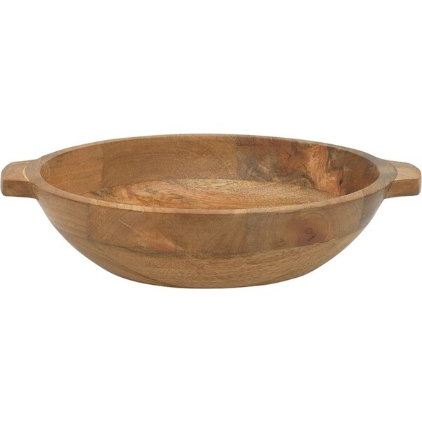 Ecology Mango Wood Rustic Kitchenware Drift Food Serve Bowl w/ Handles 34cm