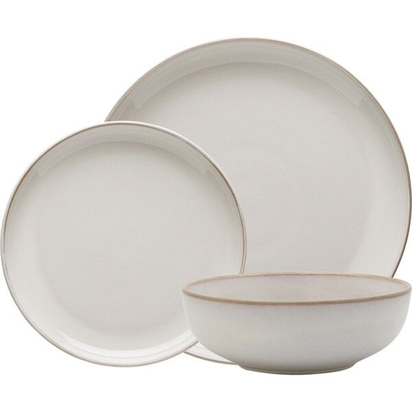 12pc Stoneware Dinnerware Ecology Element Aesthetic Dinnerset Blanc White