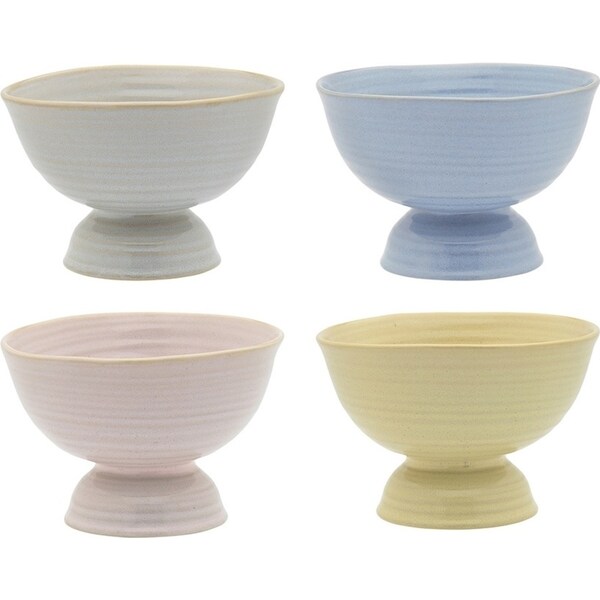 4pc Ecology Ottawa Stoneware Icecream Coupe 13cm Oyster/Blue/Blush & Lemon