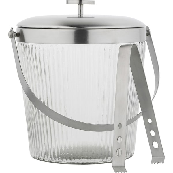 Ecology Ritz Soda Lime Glass/Stainless Steel Ice Bucket Holder w/ Tongs 3.2L