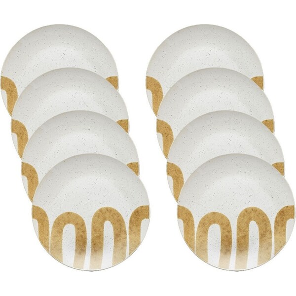 8x Ecology Tableware Stoneware w/ Reactive Graze Nomad Dinner Plate 27cm Amber