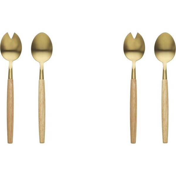 4pc Ecology Rubberwood & Stainless Steel Alto Salad Server Set Gold 27.5cm