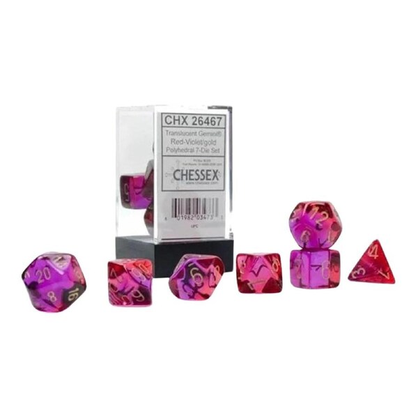CHX 26467 Gemini Translucent Red-Violet/gold 7-Die Set