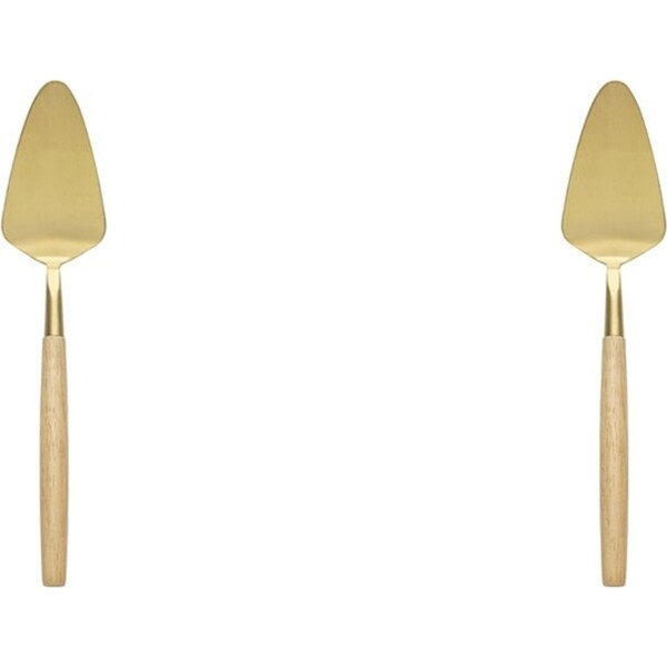 2x Ecology Stainless Steel & Enamel Alto Cake Server Gold 26cm Blush & Ochre