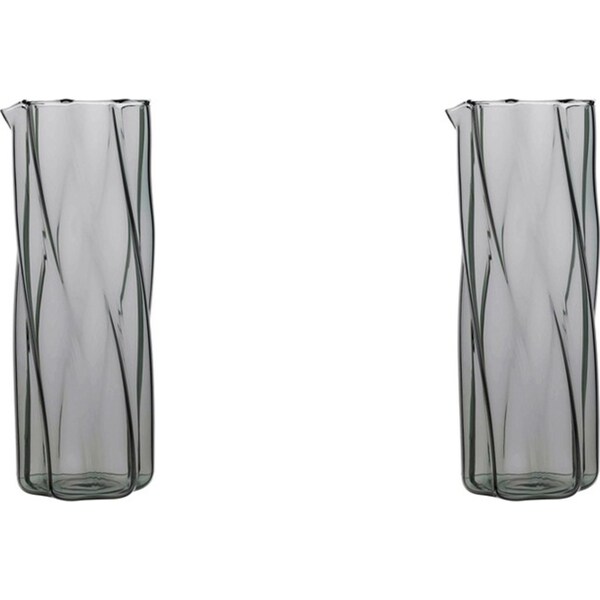 2x Ecology Borosilicate Elegant Tableware Glass Aurora Carafe 1.5L/27cm Smoke
