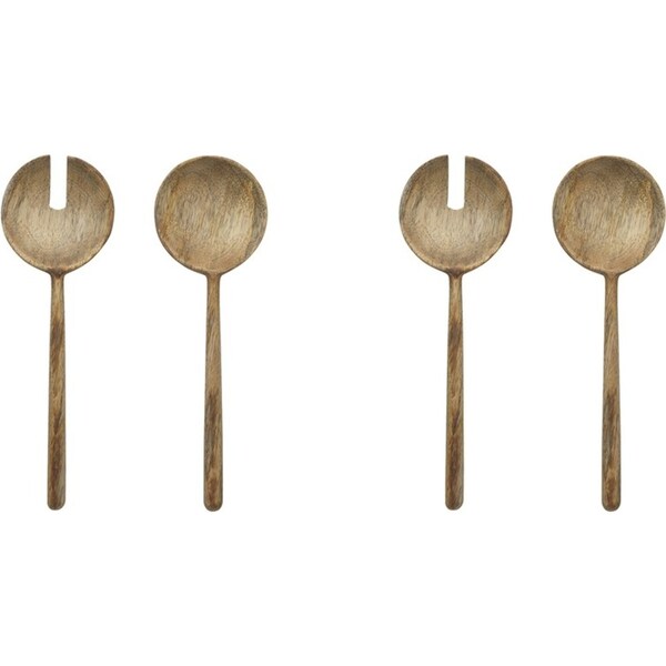 4pc Ecology Mango Wood Rustic Kitchenware Drift Classic Salad Servers 28cm