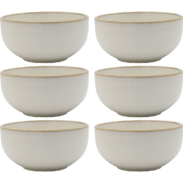 6x Ecology Stoneware Dinnerware Element Aesthetic Style Noodle Bowl 14cm Blanc