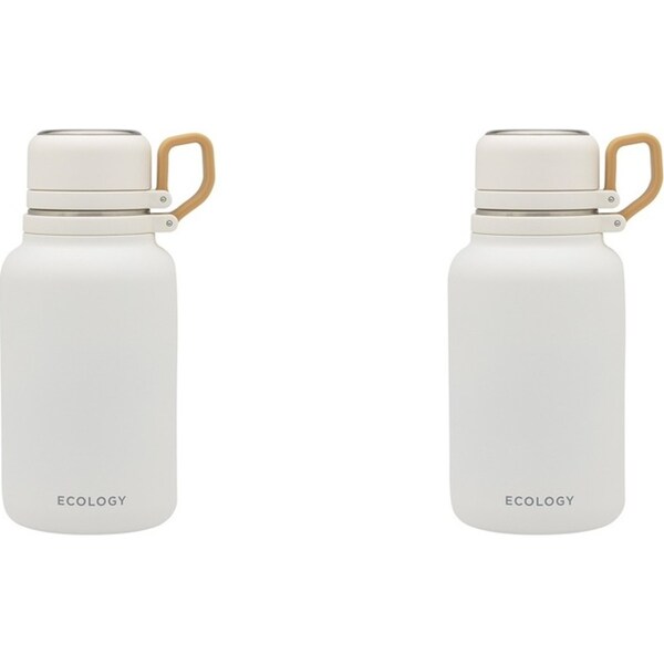 2x Ecology Esse Stainless Steel Water Drinking Bottle Tumbler 1L/22.5cm Stone