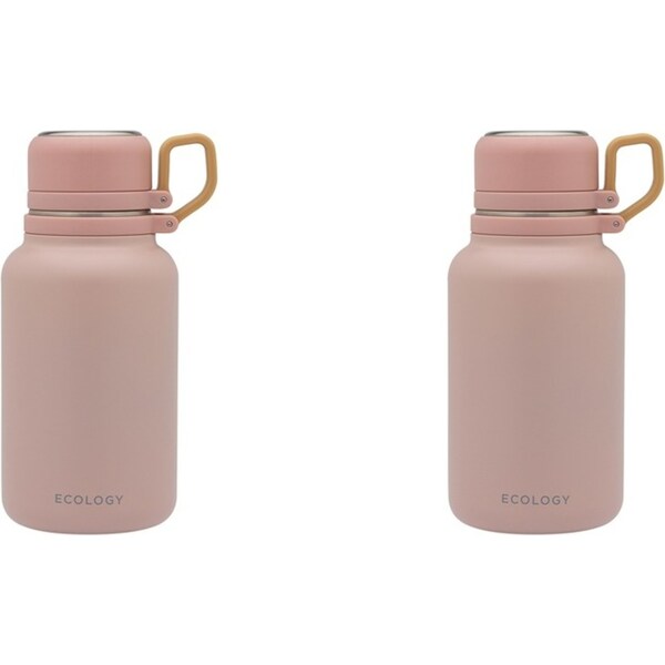 2x Ecology Esse Stainless Steel Water Drinking Bottle Tumbler 1L/22.5cm Blush