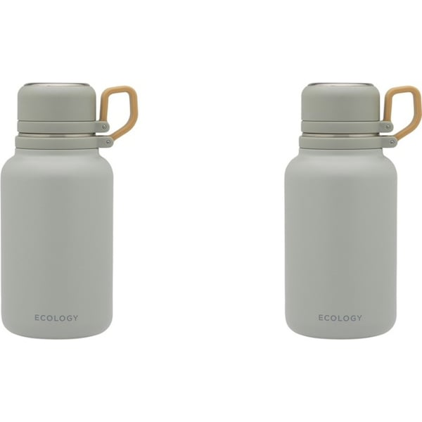 2x Ecology Esse Stainless Steel Water Drinking Bottle Tumbler 1L/22.5cm Sage