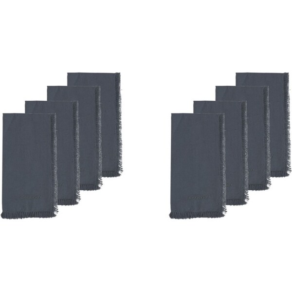 8pc Ecology Cotton Tableware Elegant Fray Dining Table Napkins 45cm Steel