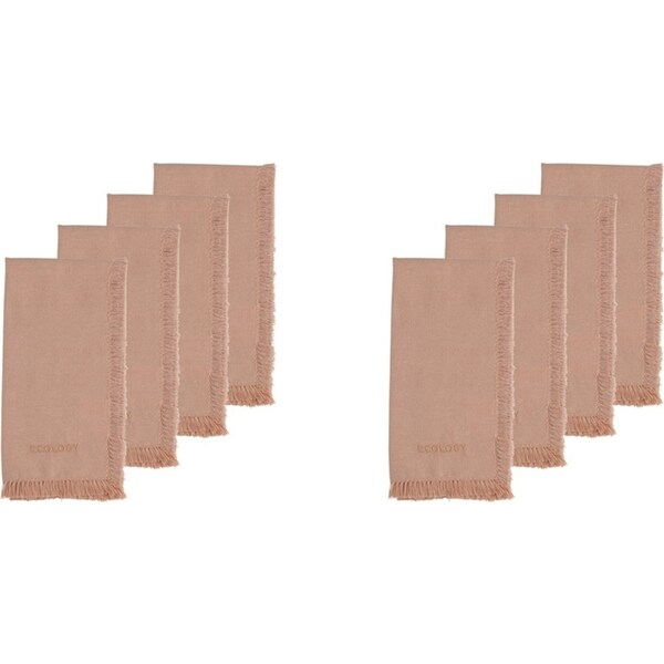 8pc Ecology Cotton Tableware Elegant Fray Dining Table Napkins 45cm Blush