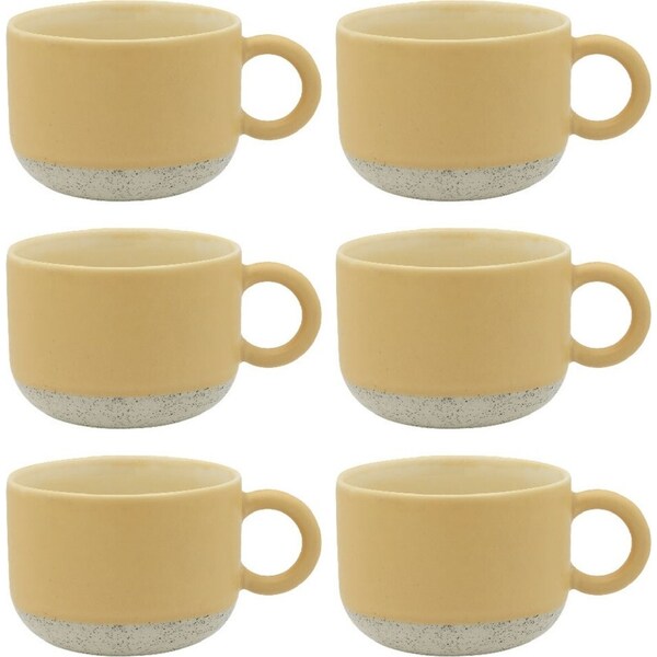 6x Ecology Stoneware Kitchenware Hull Drinking Mug Coffee Cup 370ml/14cmLemon