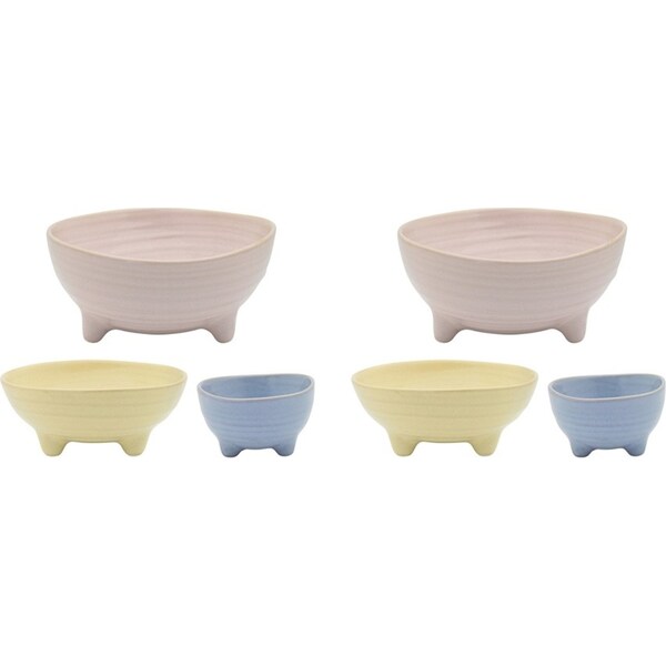 6pc Ecology Ottawa Stoneware Nesting Bowls 8/12/16cm Blue/Lemon & Blush
