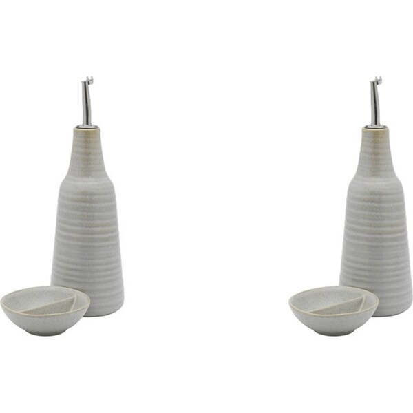 2x Ecology Ottawa Stoneware/Cork Oil Bottle Salt Dish Set 450ml/10cm Oyster