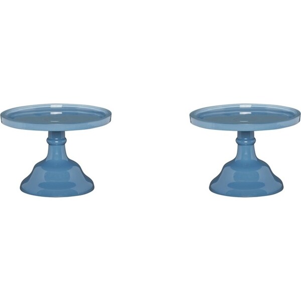 2x Ecology Glass Torte Cake Stand Dessert Display Holder 19x13cm Storm Blue