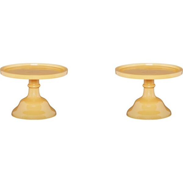 2x Ecology Glass Torte Cake Stand Dessert Display Holder 19x13cm Honey Yellow