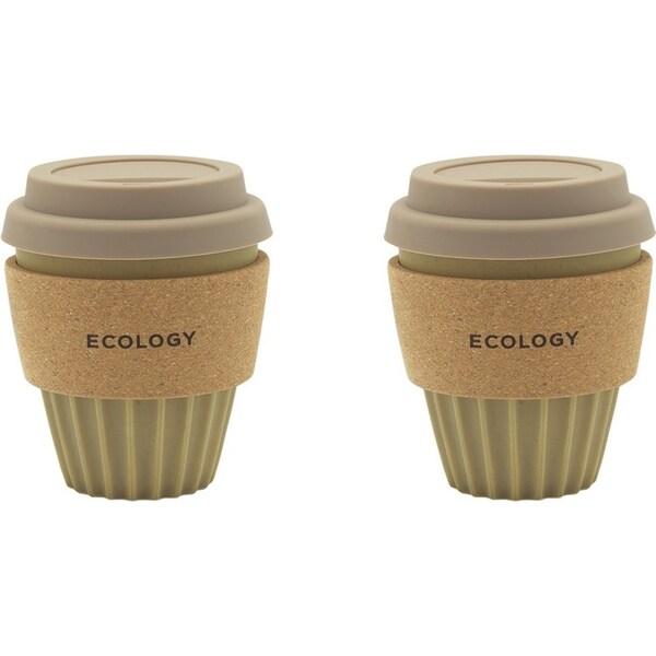 2x Ecology Wander Coffee Tumbler Carry Cup Travel Drinking Mug 300ml Ochre