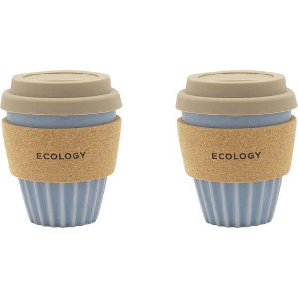 2x Ecology Wander Coffee Tumbler Carry Cup Travel Drinking Mug 300ml Blue