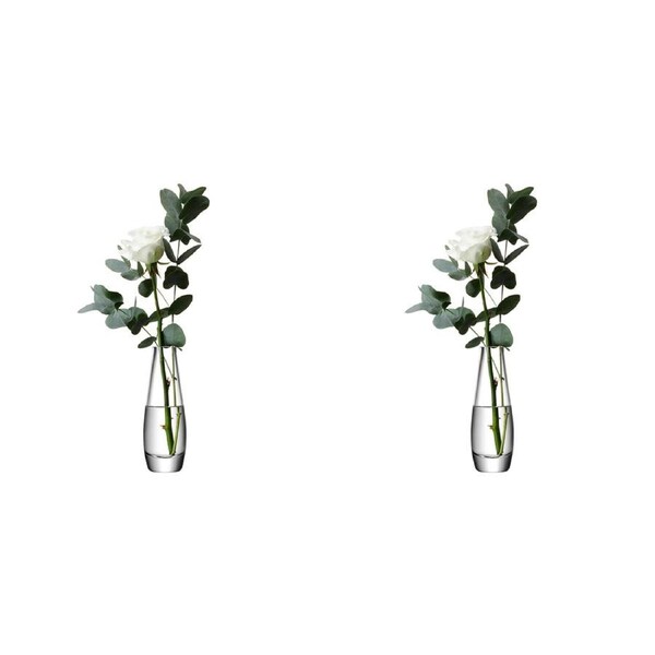 2x LSA International Flower Single Stem Vase Decorative Vessel Clear 17cm