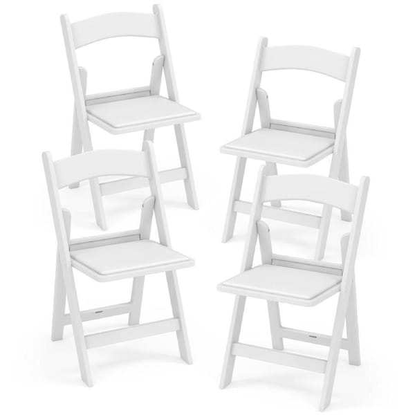 Costway 4pcs Outdoor Resin Chairs Folding Portable Chairs Dining Chair Home & Weddings White