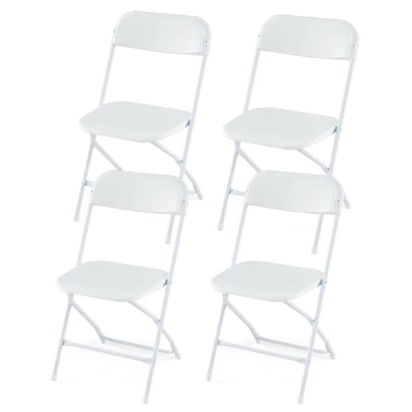 Costway 4pcs Outdoor Patio Chairs Folding Portable Chairs Dining Chair Home & Office White