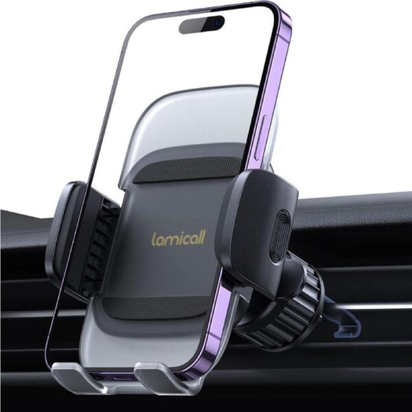 Car Vent Phone Mount - 2024 Spring Clip Air Vent Cell Phone Holder Cradle, Hands Free Mobile Stand, 360 Adjustable Cellphone Vent Clip, Fit for iPhone, Android Smartphone, 4” to 7” Phone