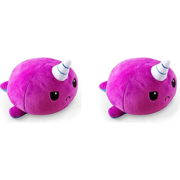 2x Tee Turtle Reversible Plushie Stuffed Animal Plush Toy Narwhal Purple/BLU 3y+