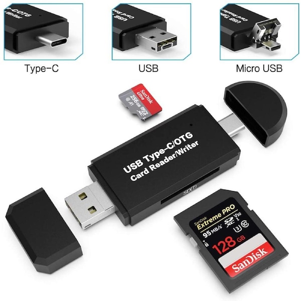 SD/Micro SD Card Reader with USB/Micro OTG USB/USB Type-C for SDXC SDHC MMC RS-MMC Micro SDXC Micro SDHC UHS-I