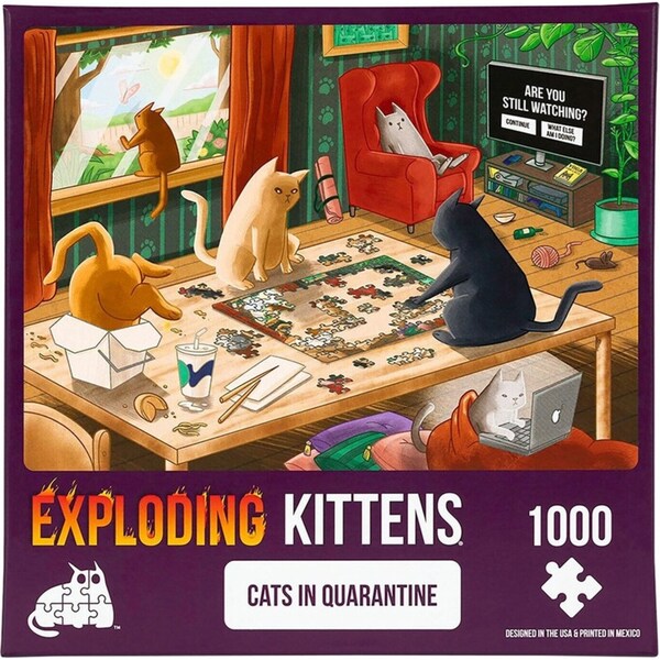 1000pc Exploding Kittens Cats in Quarantine Jigsaw Puzzle Tabletop Game 49x68cm
