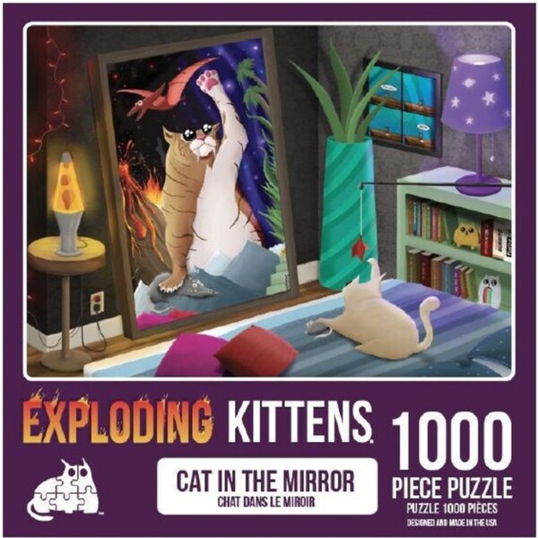 1000pc Exploding Kittens Cats in the Mirror Jigsaw Puzzle Tabletop Game 49x68cm