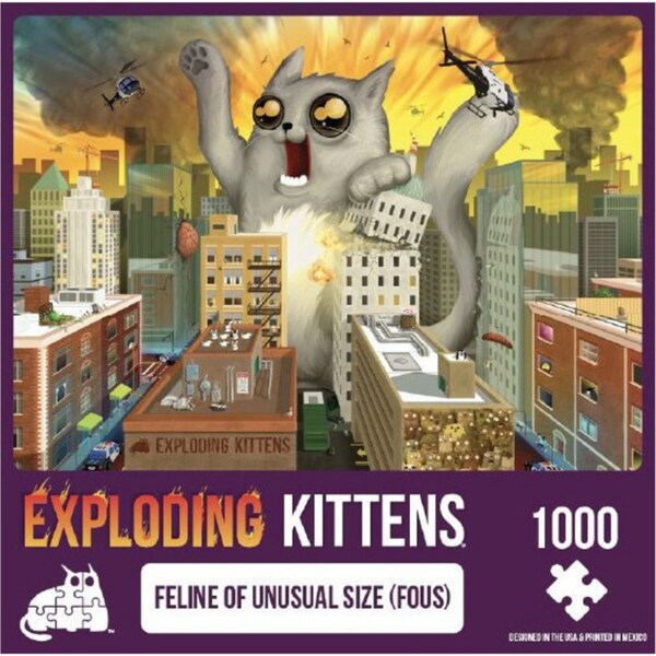 1000pc Exploding Kittens Feline of Unusual Size Jigsaw Puzzle Play Game 49x68cm