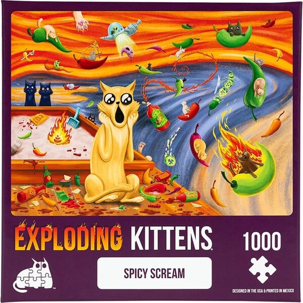 1000pc Exploding Kittens Spicy Scream Jigsaw Puzzle Tabletop Play Game 49x68cm