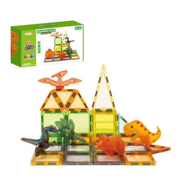 Catzon Dinosaur Magnetic Tiles Blocks Theme Toy 3D Magnet Building Construction Toy for Kids