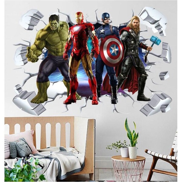 Marvel Avengers Assemble 3D Smash Wall Decal - Hulk, Iron Man, Captain America & Thor