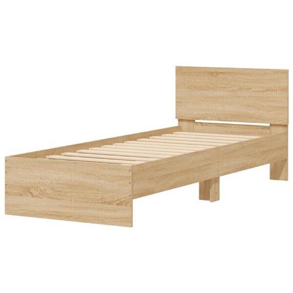 Bed Frame with Headboard Sonoma Oak 90 x 190 cm Engineered Wood Bedhead Base