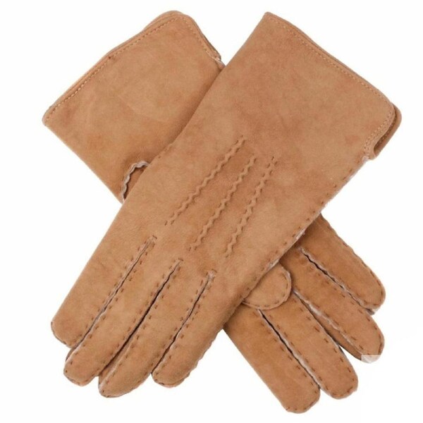 DENTS Ladies Womens Hand Sewn Real Lambskin Premium Gloves 7-1065 Hannah - Camel 6.5