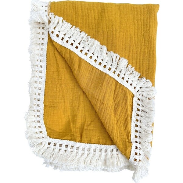 LVD 130cm Cotton Throw w/ Tassels Kids/Baby Comfort Blanket Square Sunstone