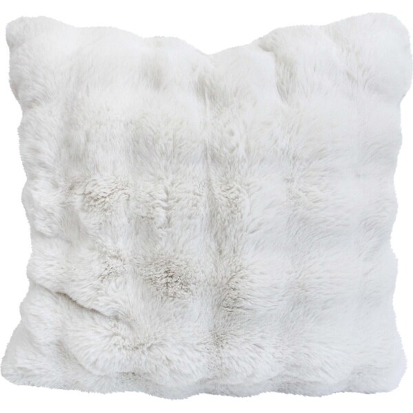 LVD White Lux Faux Fur Cushion Soft Throw Pillow Double-Sided 55cm