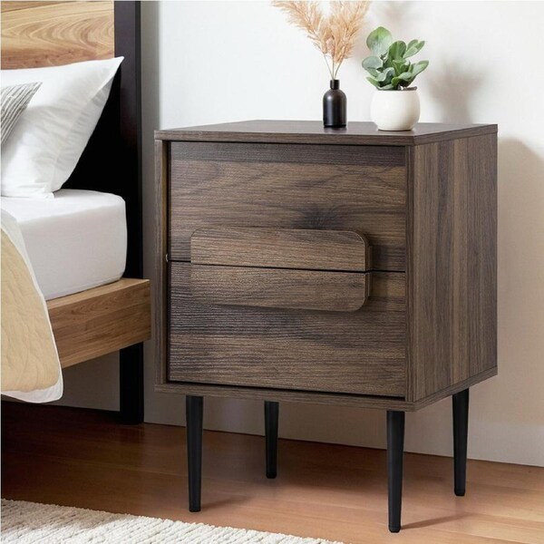 2 Drawers Artiss Bedside Table Nightstand Walnut