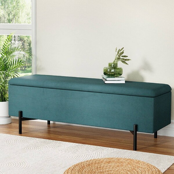 140cm Artiss Storage Ottoman Blanket Box Velvet Green | Woolworths