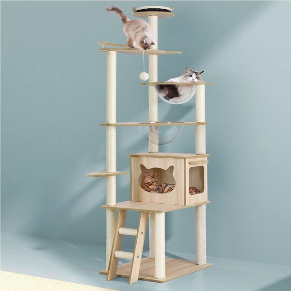 i.Pet Cat Tree 174cm Tower Scratching Post Scratcher Wood Bed Condo House Ladder